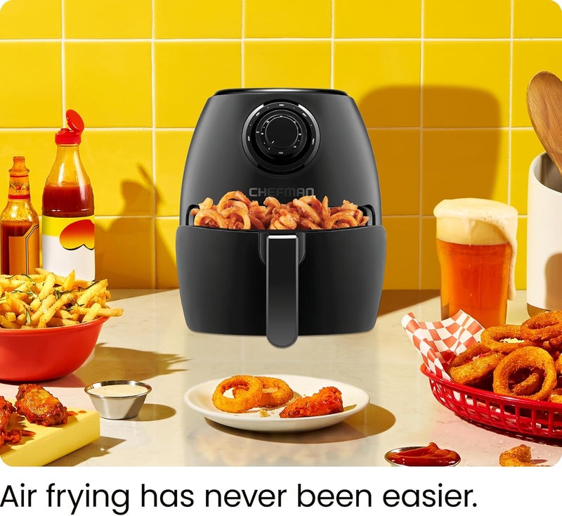 Chefman Small Air Fryer Healthy Cooking, 3.6 Qt, Nonstick, User Friendly and Dual Control Temperature, w/ 60 Minute Timer & Auto Shutoff, Dishwasher Safe Basket, Matte Black, Cookbook Included - Image 2